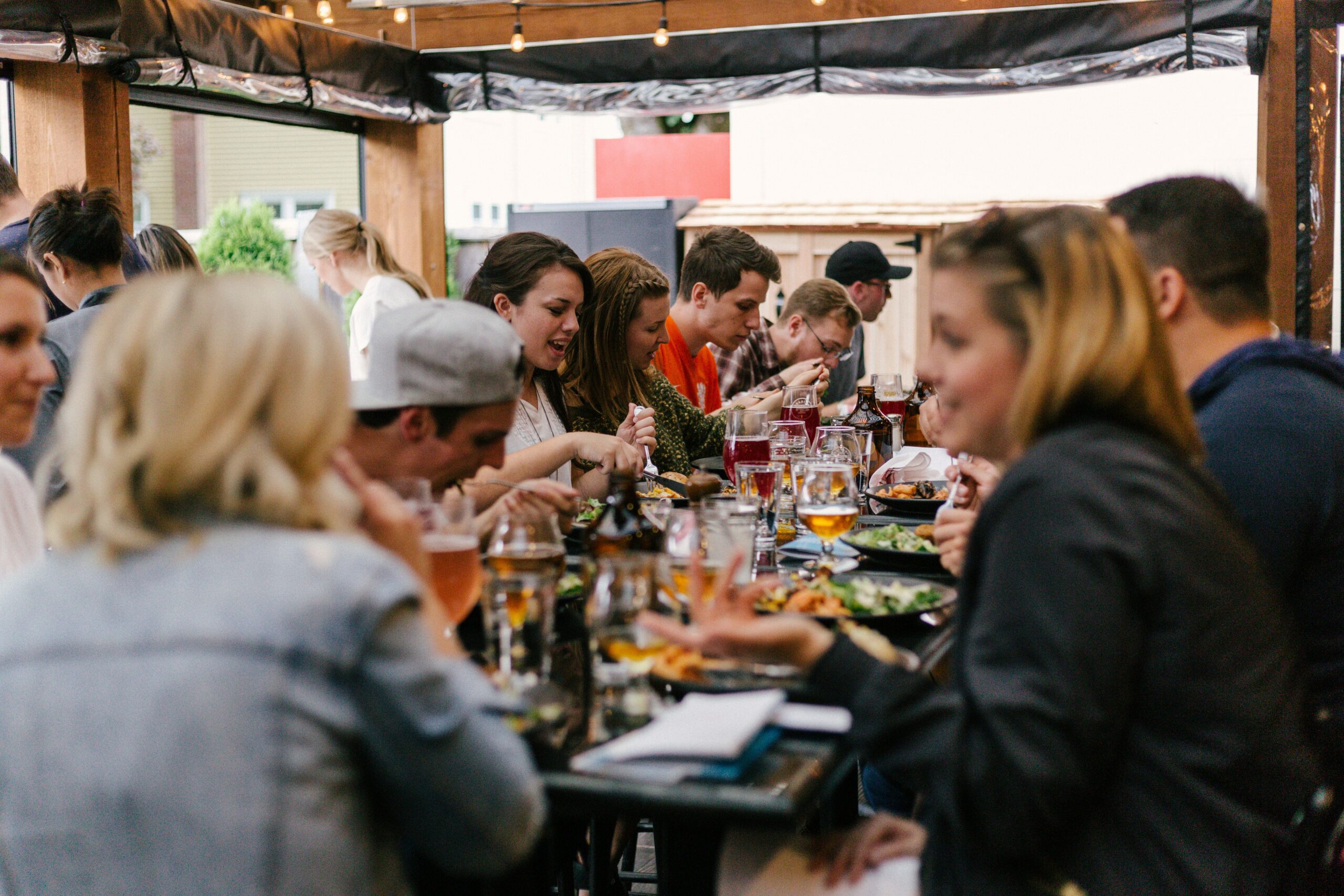 group of people dining