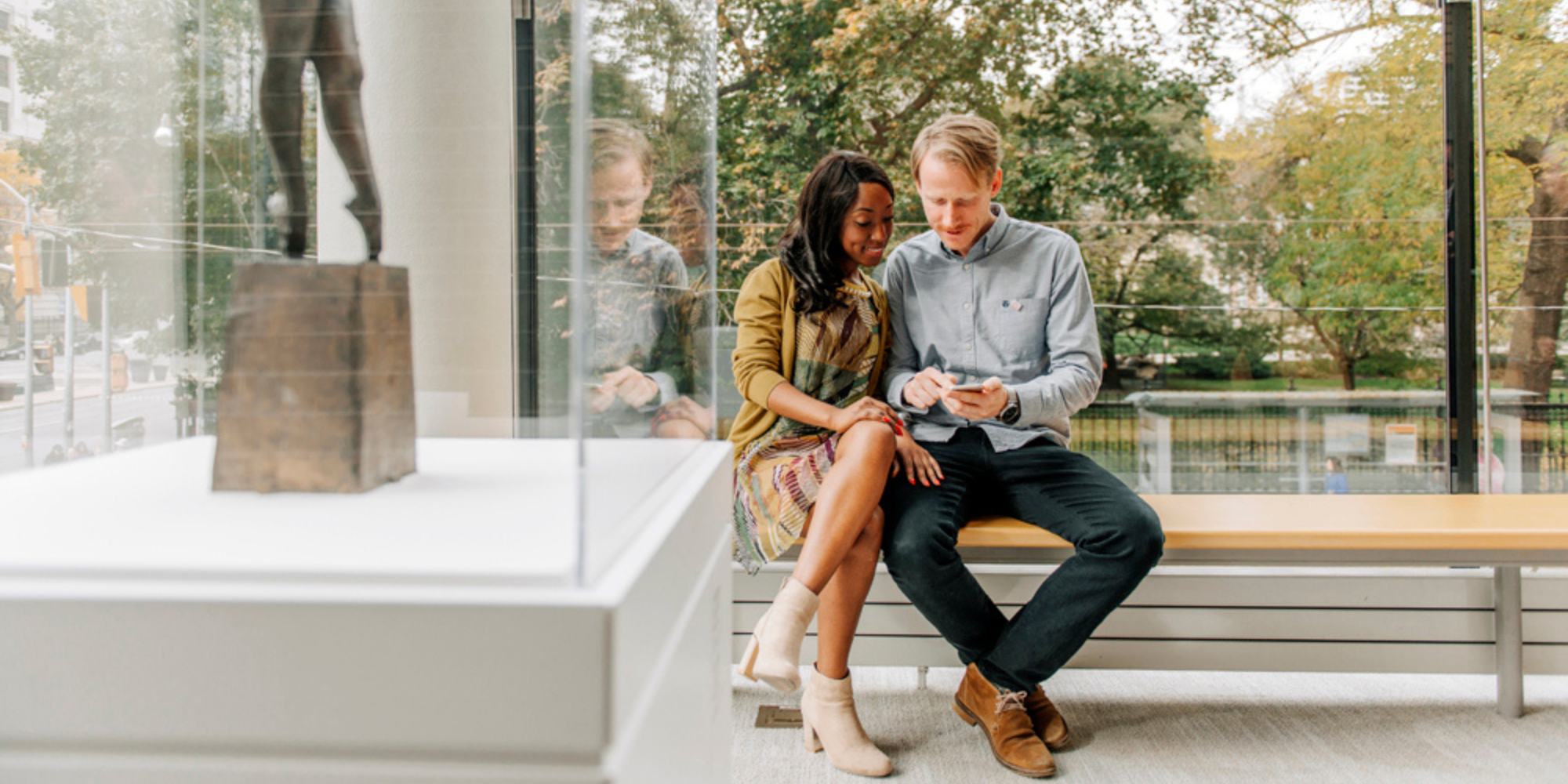 Photo of a couple at an art gallery.