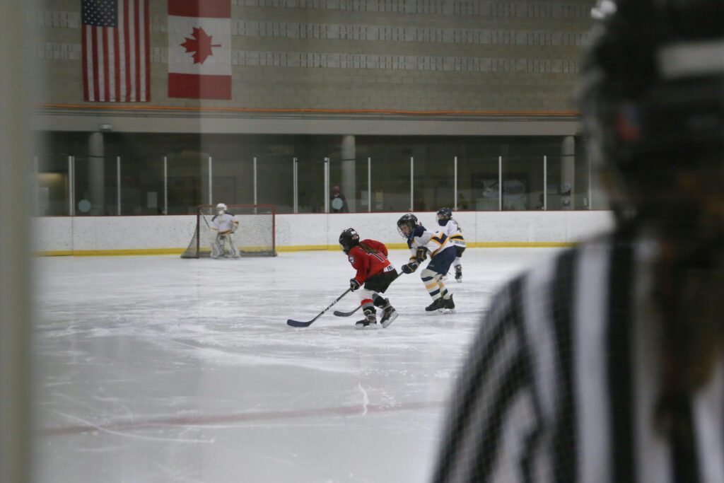 youth hockey players on a rink
